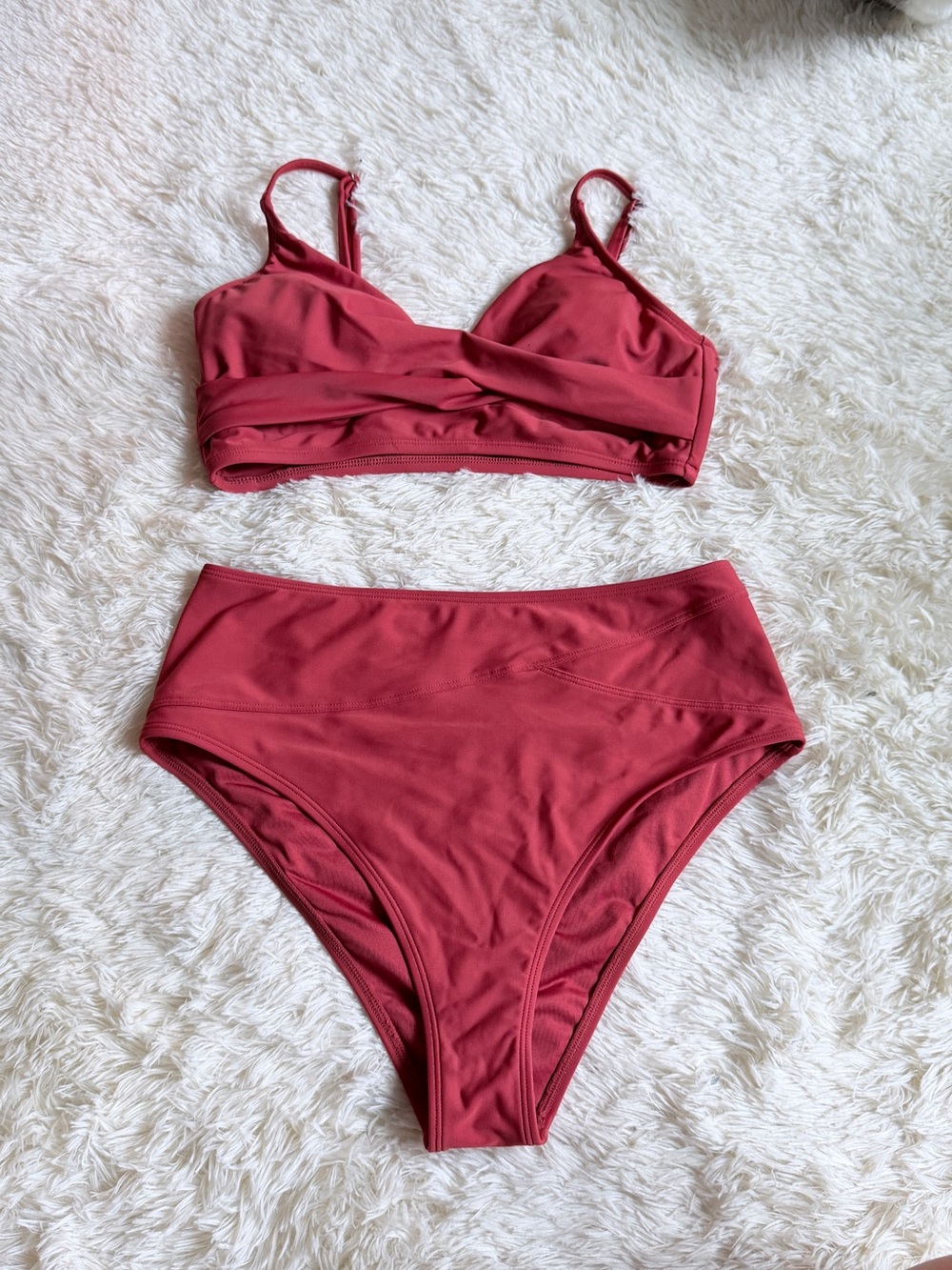 Cupshe Terracotta Colored High-Waist Two-Piece Bikini
